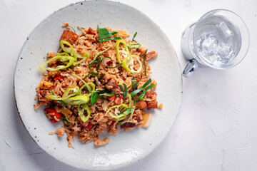 Crispy Pork Fried Rice with Chili Paste