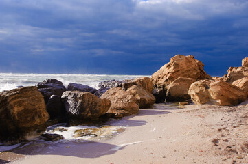 Stone beach at the sea.