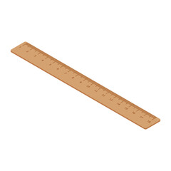 Retro wooden ruler isolated on a white background