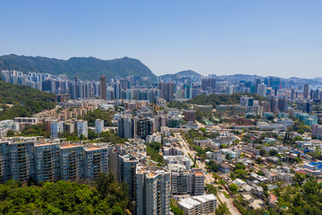 Fototapeta premium Top view of Hong Kong city