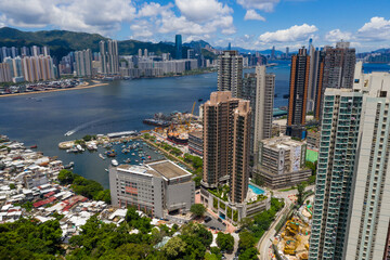 Top view of Hong Kong city