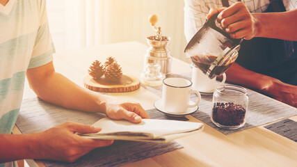 Coffee drip in morning