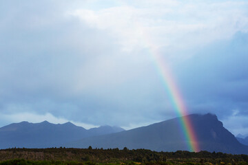 Rainbow in mountains