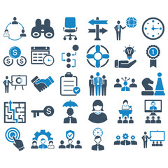 Business and Management icon set-4 (Blue Series) vector illustration