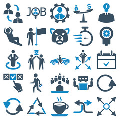 Business and Management icon set-1 (Blue Series) vector illustration