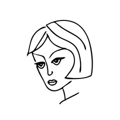 Beautiful hand-drawn vector illustration of heads of a young sad woman isolated on a white background
