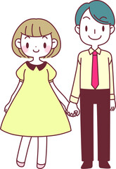 手をつないで歩くカップル