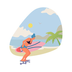 Isolated vector girl with bikini