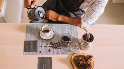 Coffee drip in morning