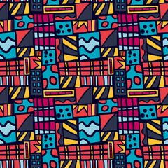 seamless pattern colorful abstract square isolated in black  background