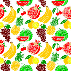 tropical fruit hand drawing seamless pattern background