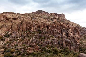 Fototapeta na wymiar Landscape of big rocky mountain at Tonto National Forest in Arizona, USA