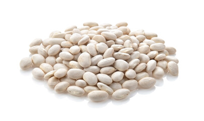 Heap of white beans isolated on white background