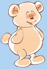 Cute cartoon Teddy bear stands and smiles