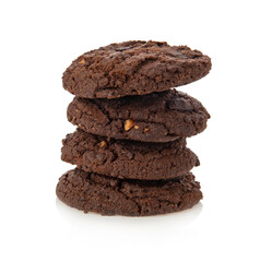 Chocolate chips cookies isolated on white background
