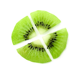 Fototapeta na wymiar Slice of kiwi fruit isolated on white background