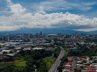 Beautiful aerial view os the city of San Jose Costa Rica, and its main park The Sabana 