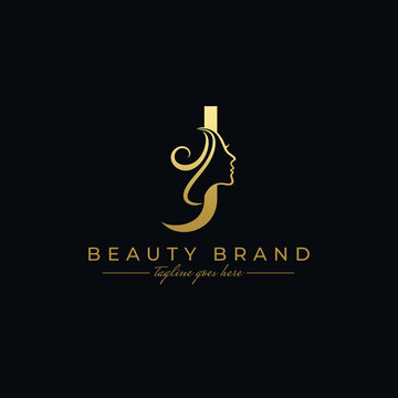 Letter J Beauty Face, Hair Salon Logo Design