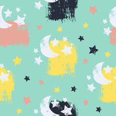 Vector seamless pattern design. Repeated background with stars	