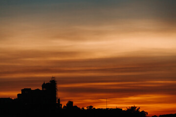Silhouette of Palace against the sky during the sunset