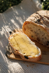 morning with coffee and sandwiches