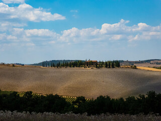 Tuscany, farmhouse and landscape on the hills of Val d'Orcia - Italy