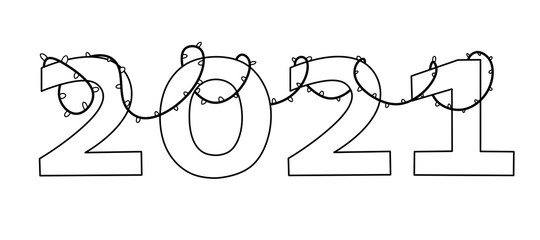 inscription happy new year 2021 outline 