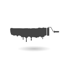 Paint roller icon with shadow