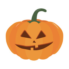 Pumpkin halloween holiday. Halloween pumpkin with funny scared face. Isolated vector sign symbol. Autumn holidays.