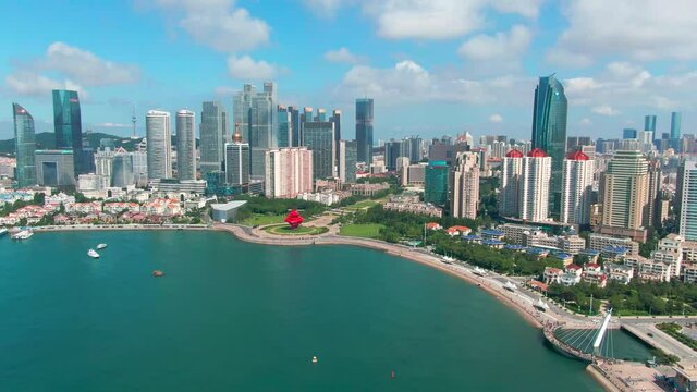 Aerial photography of the fourth five square in Qingdao