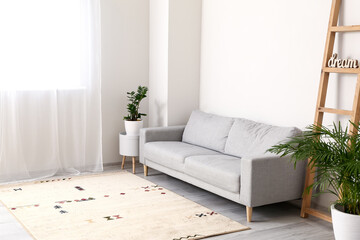 Interior of modern room with soft carpet