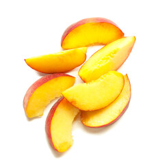 Fototapeta na wymiar Sweet cut peach on white background
