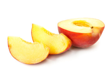 Sweet cut peach on white background