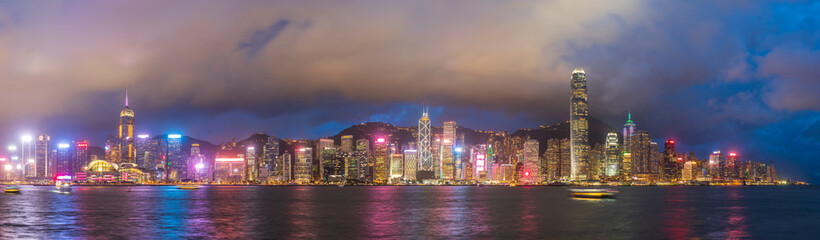 Victoria Harbour View from West Kowloon at Night, Hong Kong