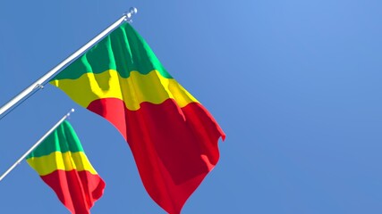 3D rendering of the national flag of Congo waving in the wind