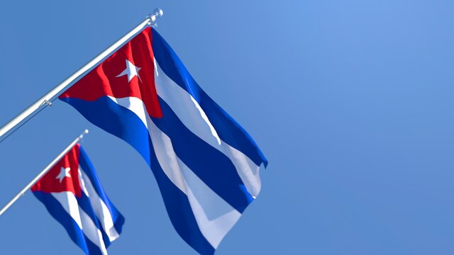 3D rendering of the national flag of Cuba waving in the wind