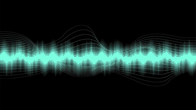 Halftone dots vector equalizer . Sound waves . Abstract music background .