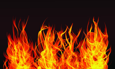 Fototapeta na wymiar burning fire flame on black background