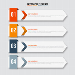 Colorful  rectangular infographics elements, Thin line pictograms, pointers and text box,Concept of business model with 5 successive steps, Modern design template, Steps or processes.