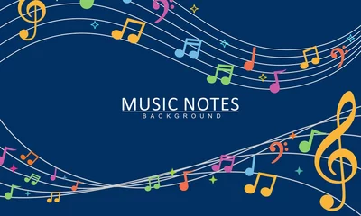 Poster Colorful musical notes music chord background © deemka studio