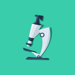 Microscope vector illustration with shadow.Test for HIV and syringe with blood. HIV, AIDS, donor, disease, prevention. Vector