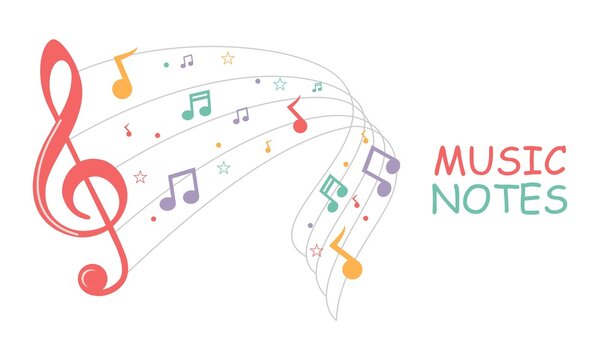 Colorful musical notes music chord background