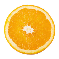 orange slice, clipping path, isolated on white background. top view.
