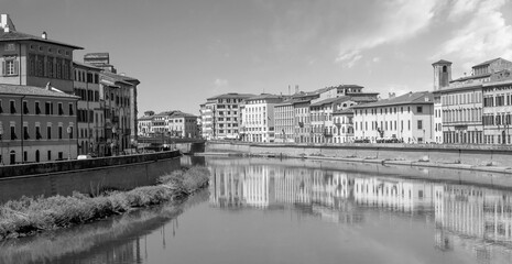 Pisa city downtown skyline cityscape in Italy