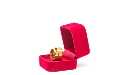 Wedding ring in red velvet box