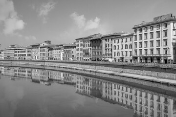 Pisa city downtown skyline cityscape in Italy