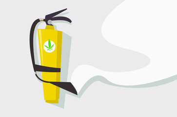 Fire extinguisher with smoke from marijuana.
