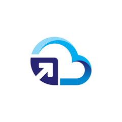 Fototapeta premium Blue Cloud Logo with n Up Arrow