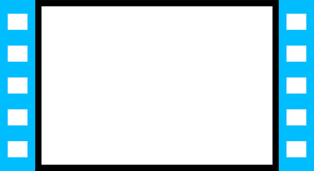 film strip template video player blue color, window multimedia panel for clip video, filmstrips frame for clip video background, film blue frame graphic screen of video media
