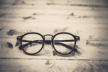 Fototapeta na wymiar Black frame clear glasses